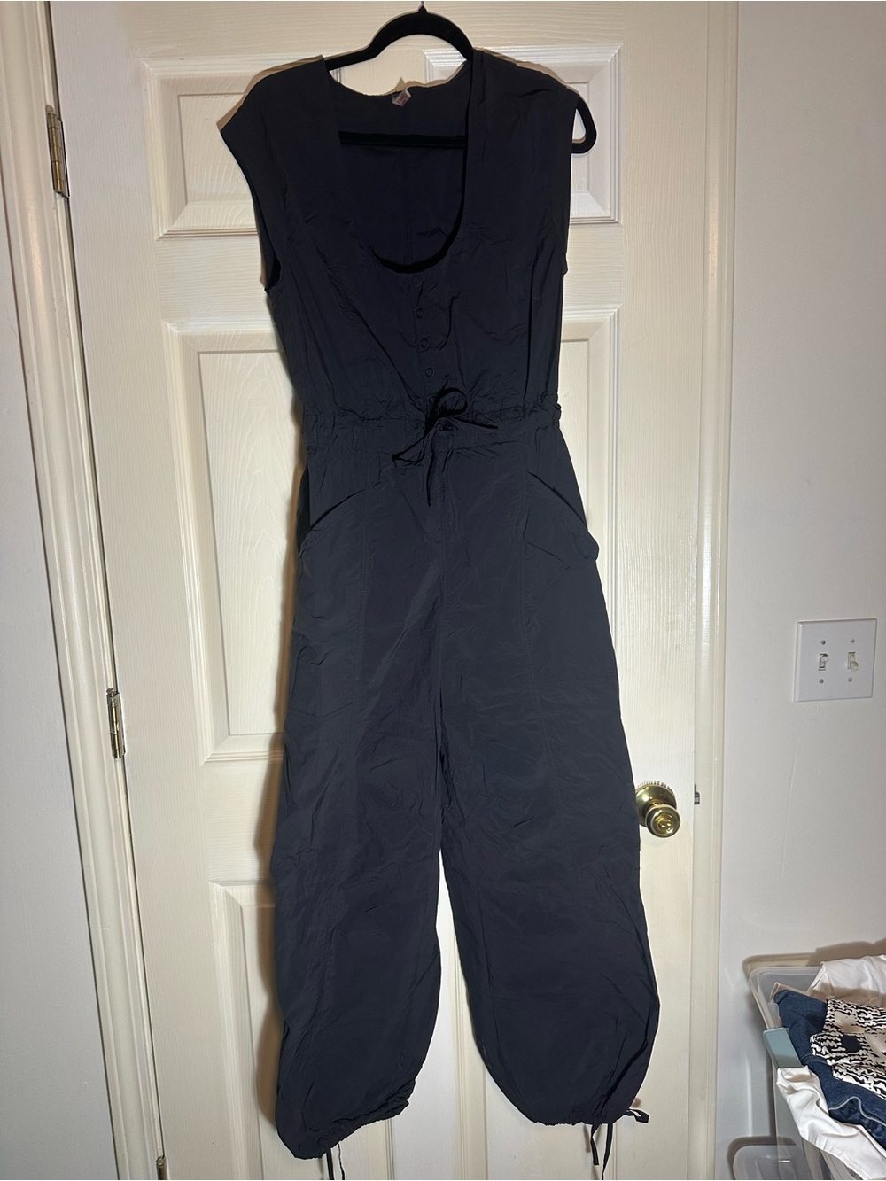 FP Movement by Free People Black Sleeveless Drawstring Jumpsuit